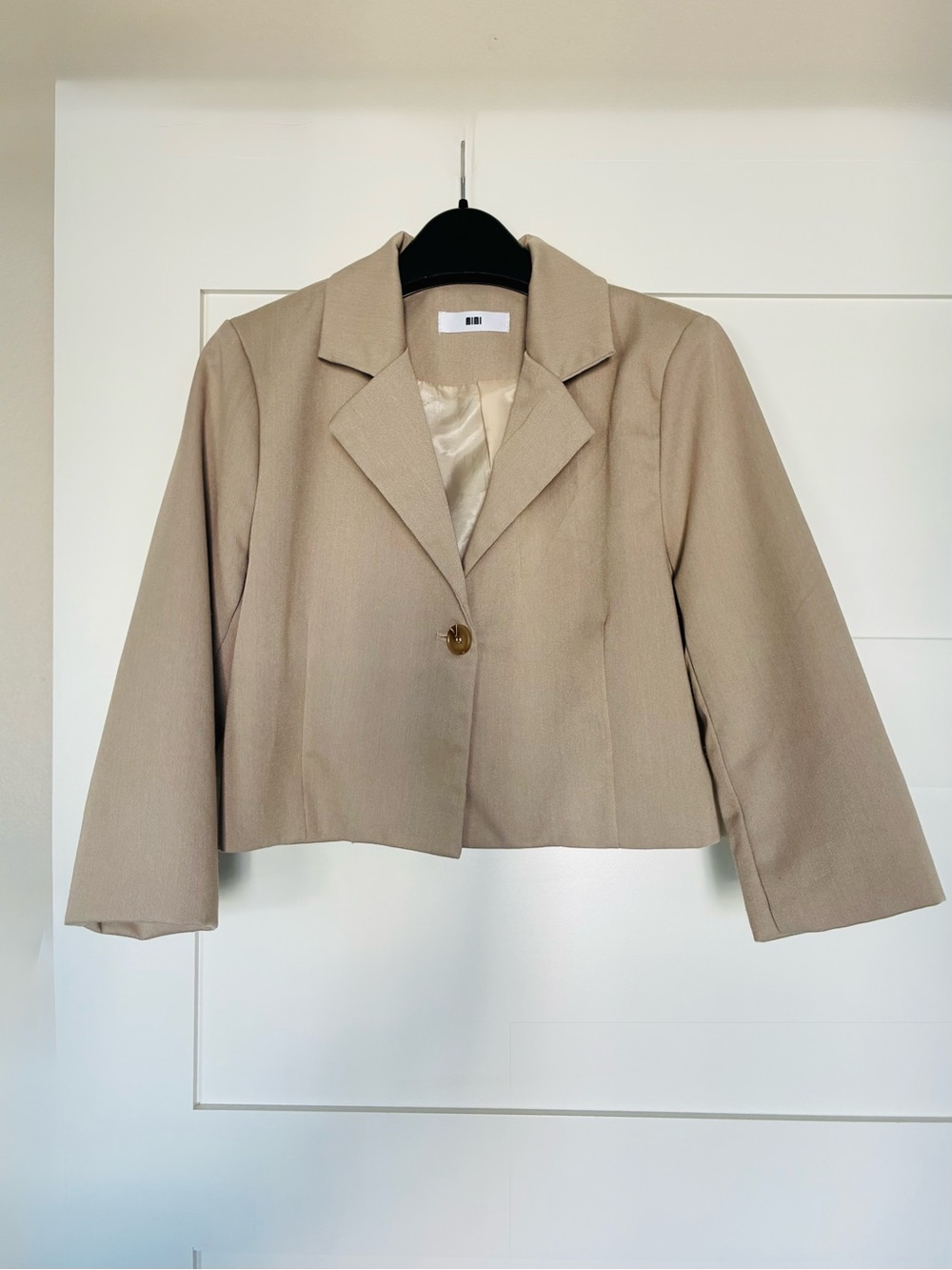MIMI XS Cropped Khaki Tan Blazer Jacket